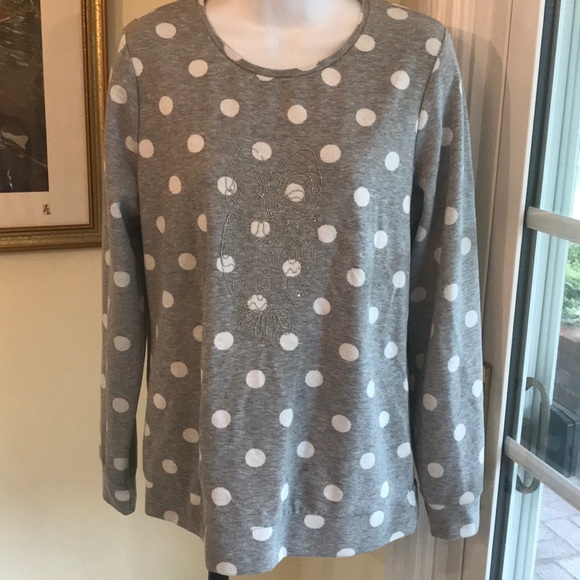 POLKA DOT GRAY SWEATSHIRT with Owl Detail Size M - Picture 5 of 14